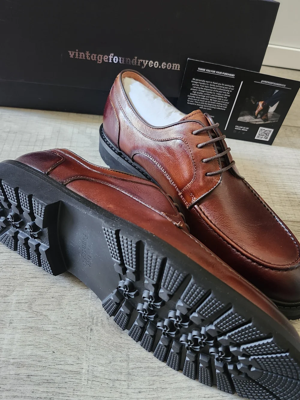Vintage Foundry Co. Lior Men's Derby Oxford Shoes Brown Leather Size 11 D Box